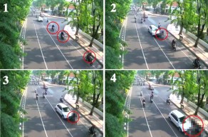 Mengerikan Outlander Seruduk Tiga Motor di Surabaya