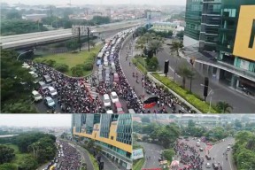 Hari Pertama PSBB, Pintu Utama Masuk Surabaya Macet Total