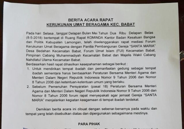Gereja Terganjal Izin, Umat Katolik di Babat Tak Bisa Misa