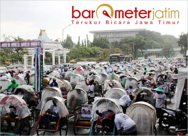 Tepis Hasil Survei Relawan Jokowi Gelar Parade 1000 Becak