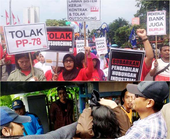 Dipicu Massa Jaket Hoodie, May Day di Depan Grahadi Ricuh