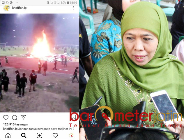 Fasilitas Stadion GBT Dirusak Bonek, Khofifah: Malu Rek