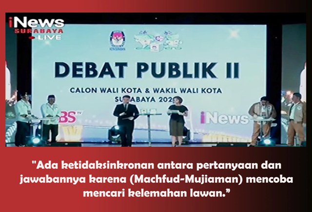 Debat II, Machfud-Mujiaman Sibuk Cari Kelemahan Eri-Armuji