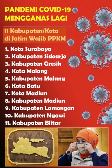 11 Daerah di Jatim Wajib PPKM, Khofifah Ajak Semua Patuh