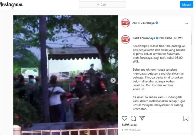 Penyekatan Suramadu Diserang, Netizen ke Polisi: Tindak Pelaku