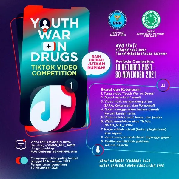 Lawan Narkoba dengan Karya, GNAN Jatim Gelar Lomba TikTok