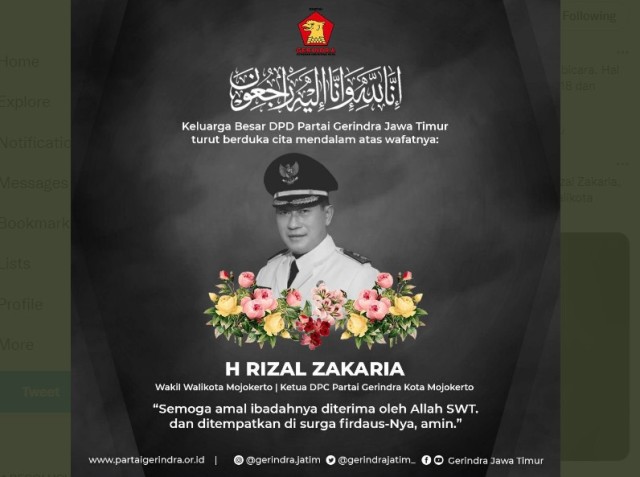 Wawali Mojokerto Wafat, Sadad: Gerindra Kehilangan Putra Terbaik