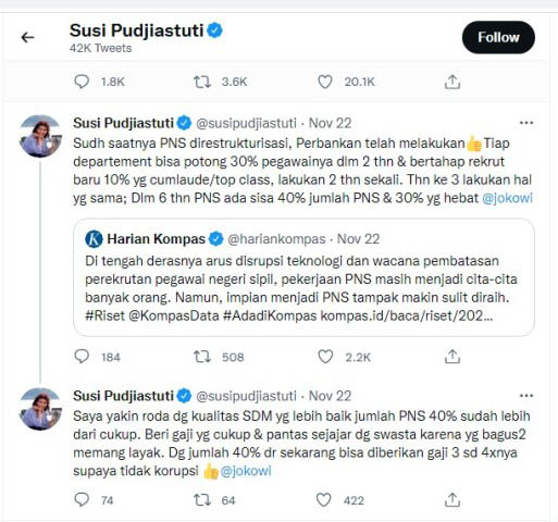 Sindiran Menpan RB: Bu Susi kan Tidak Pernah Ngurusi PNS