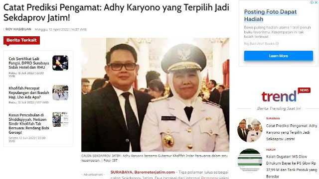 Sudah Tertebak Sekda Jatim Dijabat Adhy Karyono, Bukan Pejabat Internal Pemprov