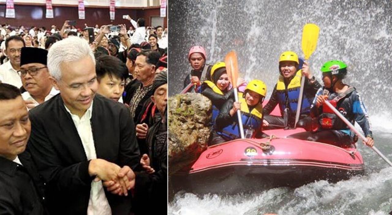 Ganjar Sibuk Bertemu Paguyuban Kades, Panglima Perang Prabowo di Jatim Asyik Berarung Jeram