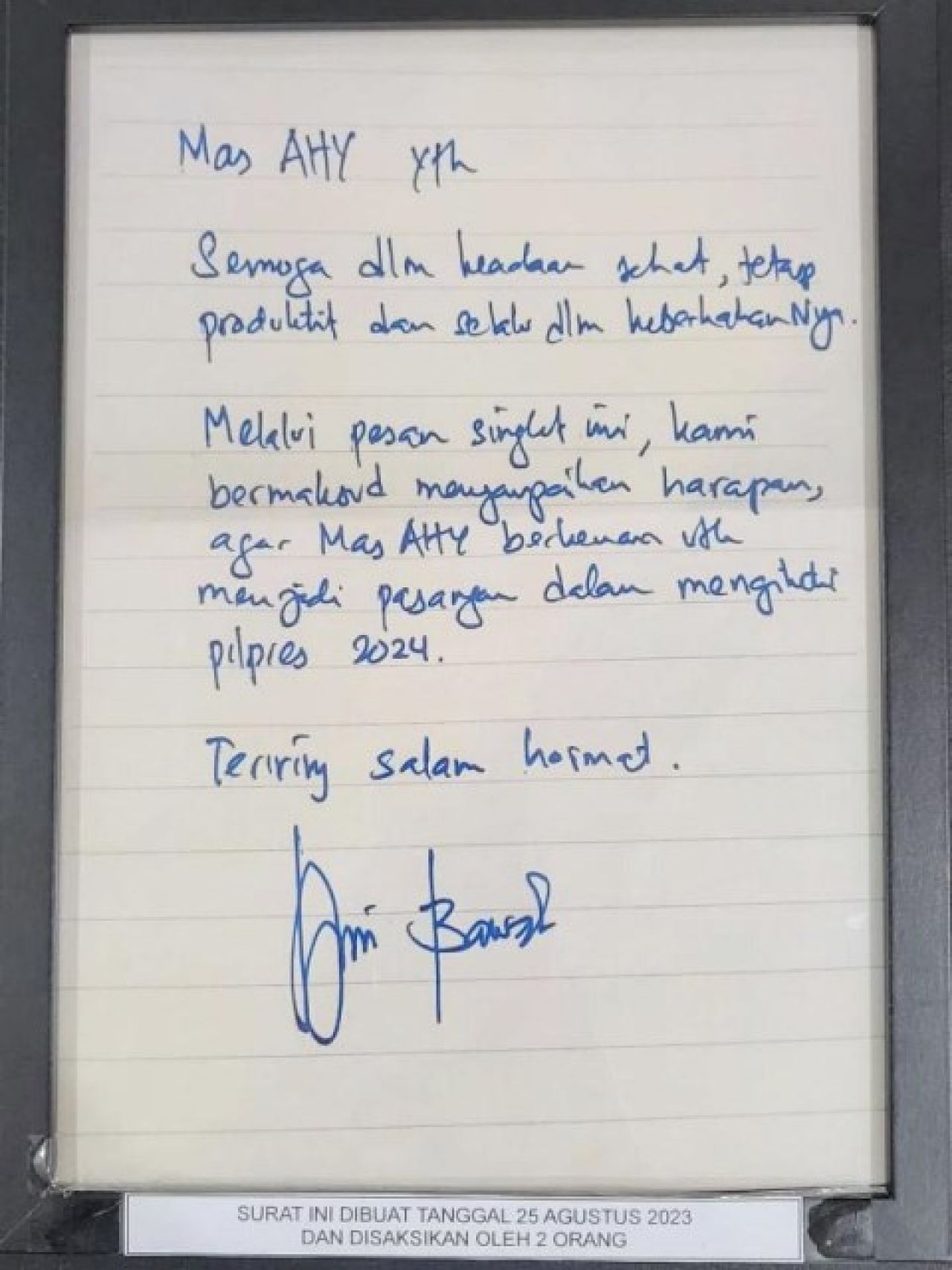 Geram Dikhianati, Demokrat Bongkar Surat Tulisan Tangan Anies Baswedan Pinang AHY Jadi Cawapres!