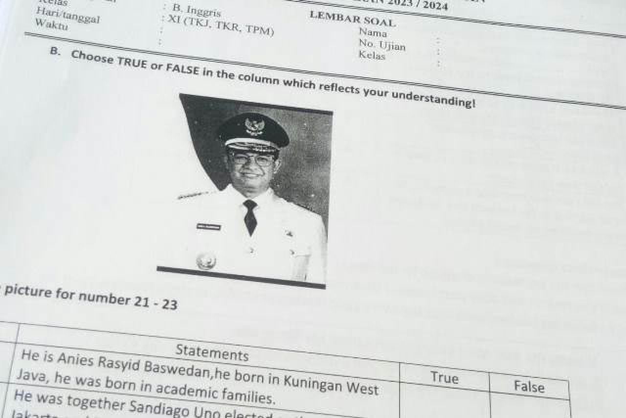 Bawaslu Lamongan Usut Foto Anies Baswedan di Soal Ujian Bahasa Inggris SMK, Nih Hasilnya!