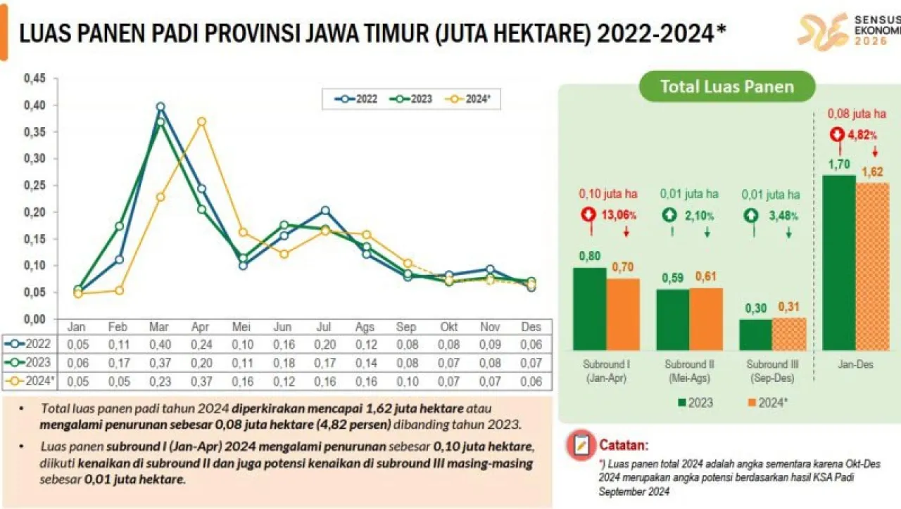 Luas Panen Padi di Jatim Turun hingga 4,82%! LaNyalla Ingatkan soal Swasembada Beras dan Pangan