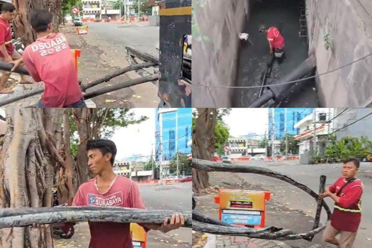 Pantas Saja Kedungdoro Surabaya Diterjang Banjir, Ternyata Tersumbat Kabel Curian!