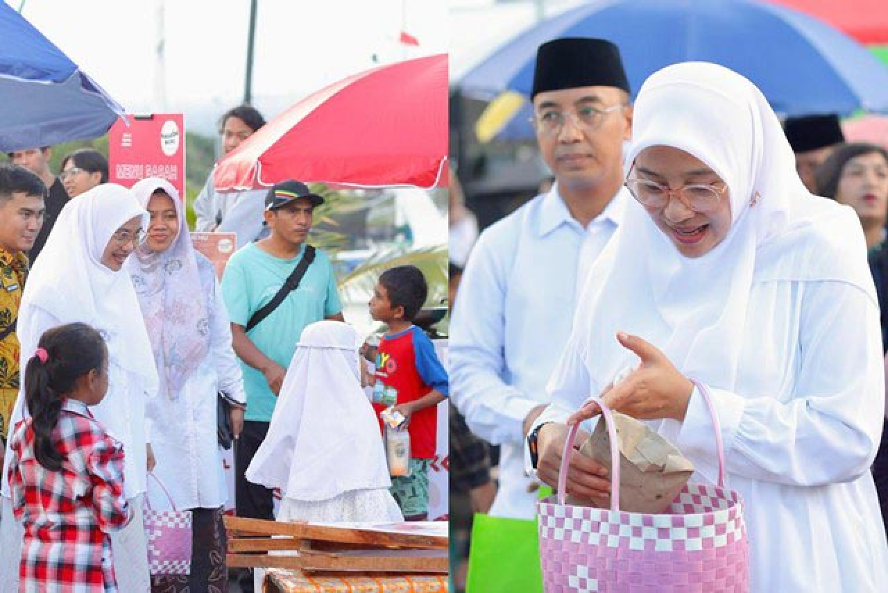 Berburu Takjil di Pantai Marina Boom, Bupati Ipuk Kampanye Diet Kantong Plastik