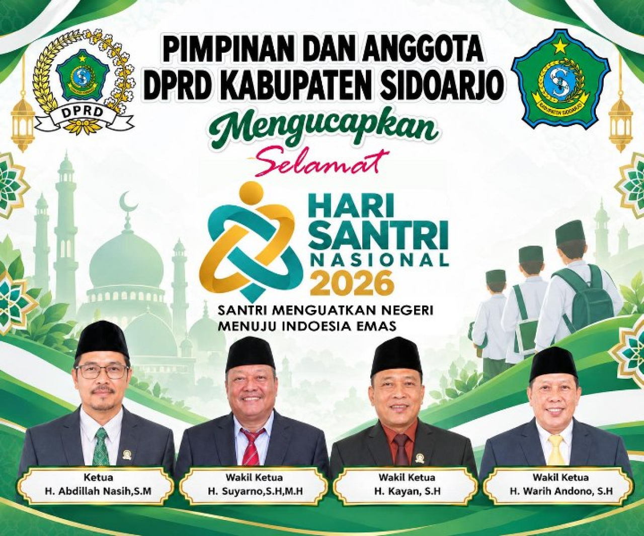 Pimpinan dan Anggota DPRD Kabupaten Sidoarjo Mengucapkan Selamat Hari Santri 2026
