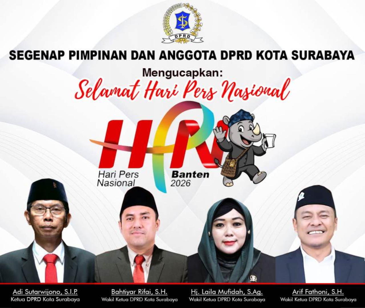 Pimpinan dan Anggota DPRD Surabaya Mengucapkan Selamat Hari Pers Nasional 2026